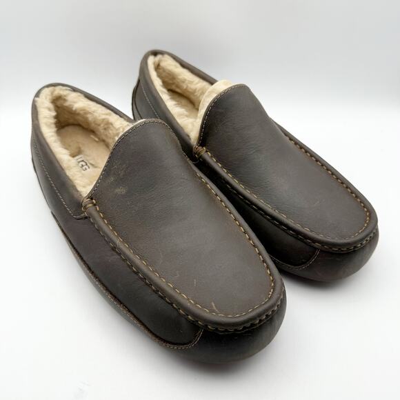 UGG Mens Ascot Matte Slippers US 8 EU 41 Brown Leather NIB main image 7